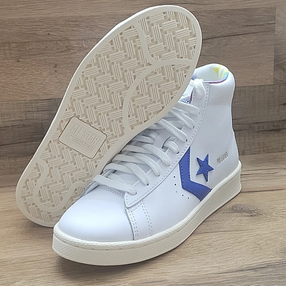Converse Kids High-Top Sneakers - White with Blue Accents - Picture 3 of 14